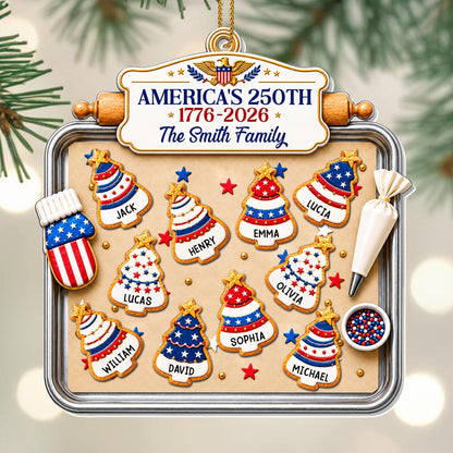 America 250 Our Family Christmas Tree Cookies On Baking Tray - Personalized Custom Acrylic Ornament, Christmas Gift - INDE702_ACO