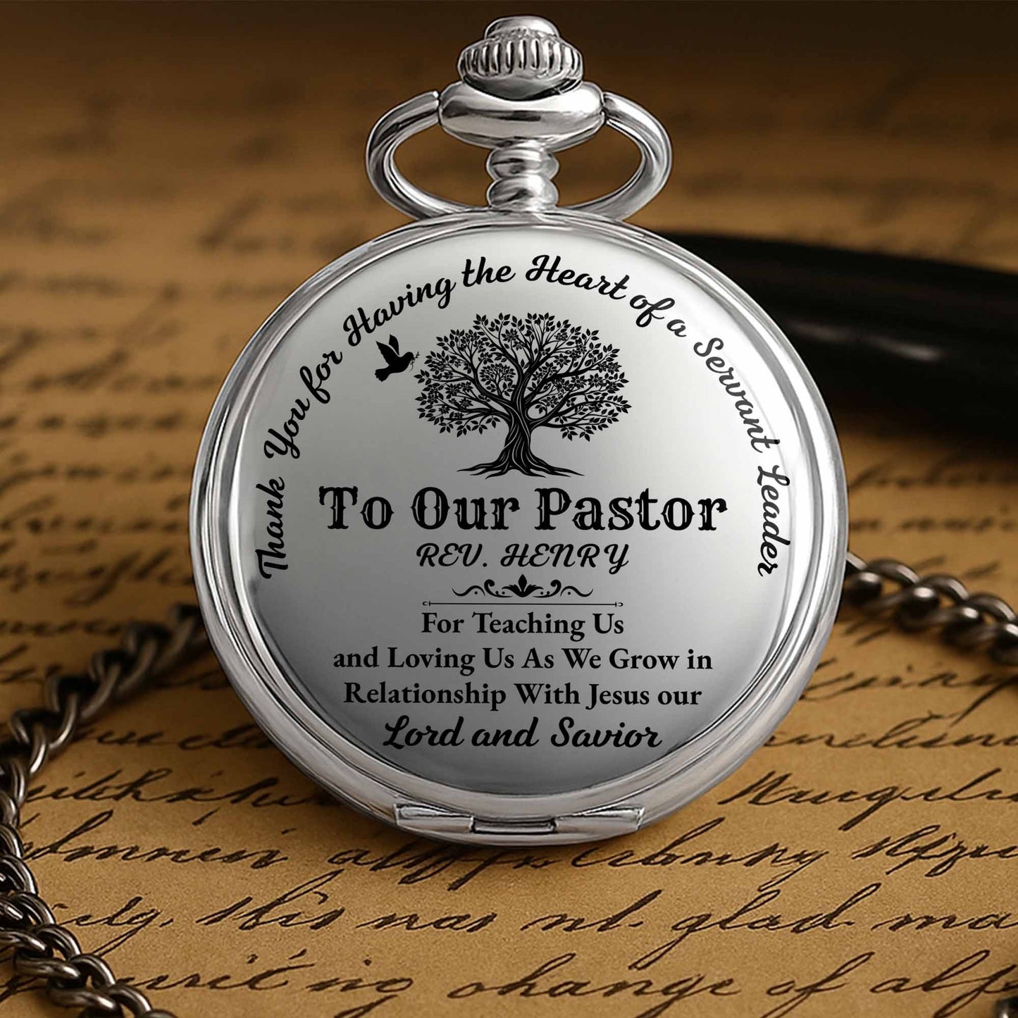 Thank You For Teaching Us, Tree Design Silver Plated Watch