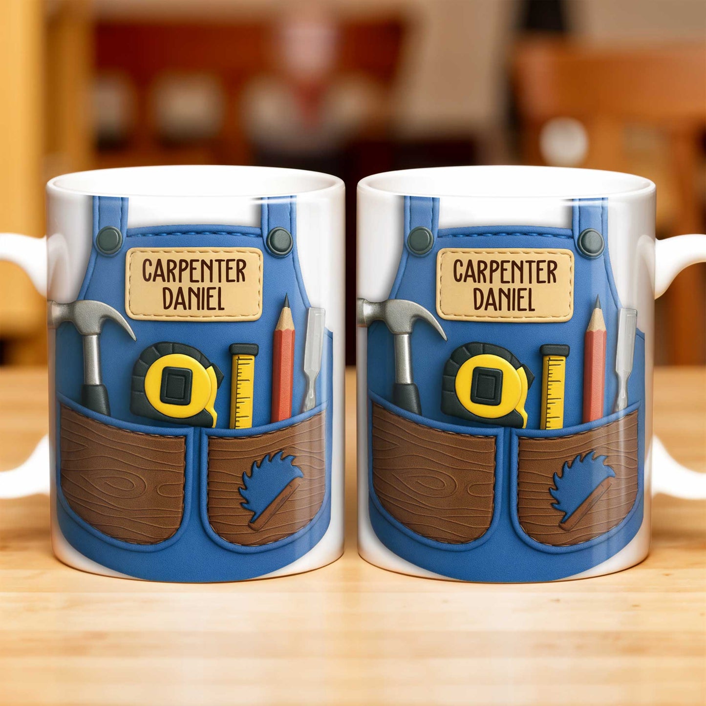 Carpenter Daniel Hammer, Tape Measure, Pencil, Saw