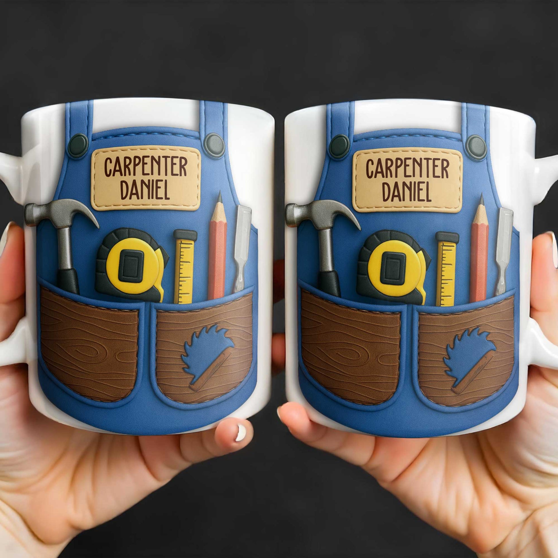 Carpenter Daniel Hammer, Tape Measure, Pencil, Saw