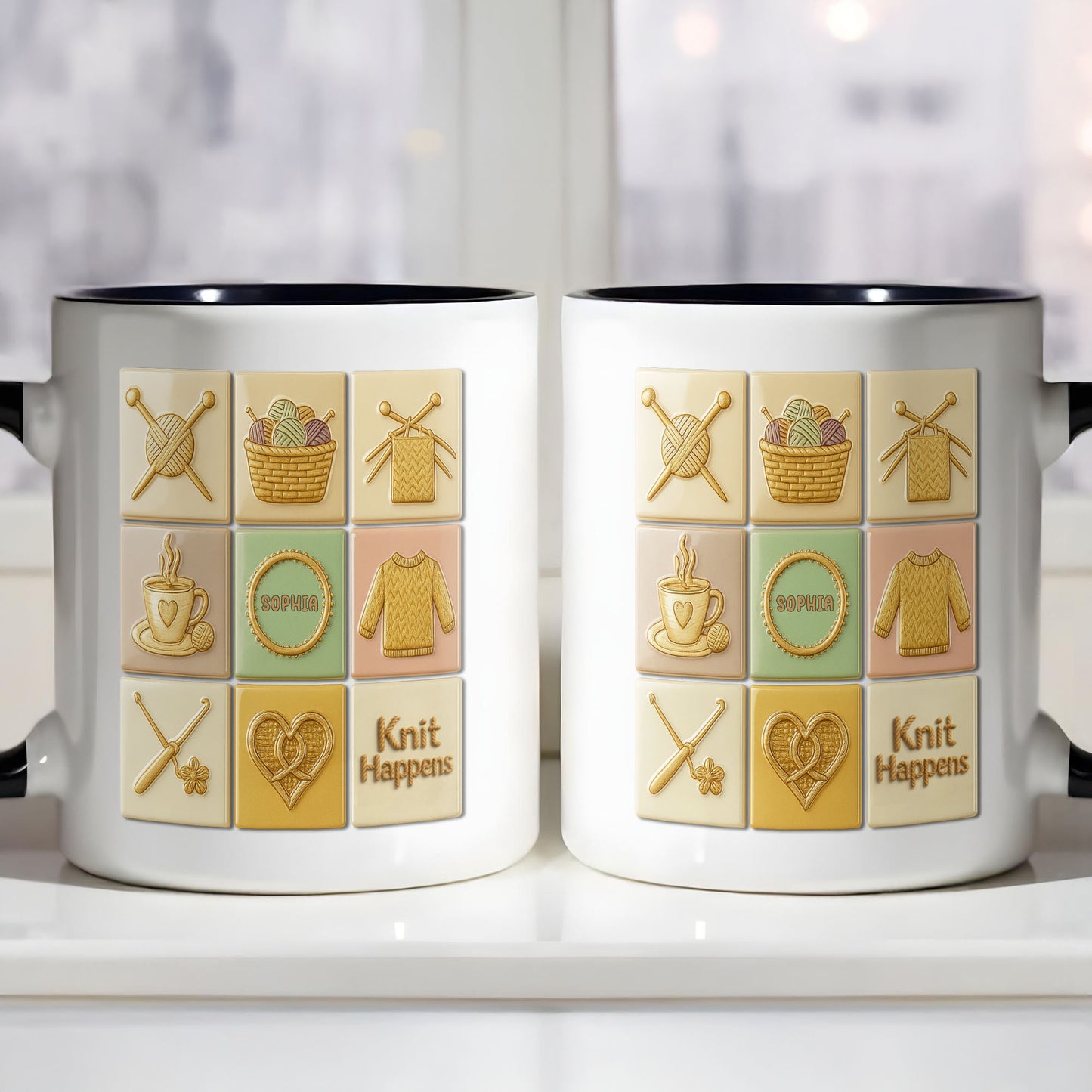 Knit Happens With Knitting Needles And Yarn Basket