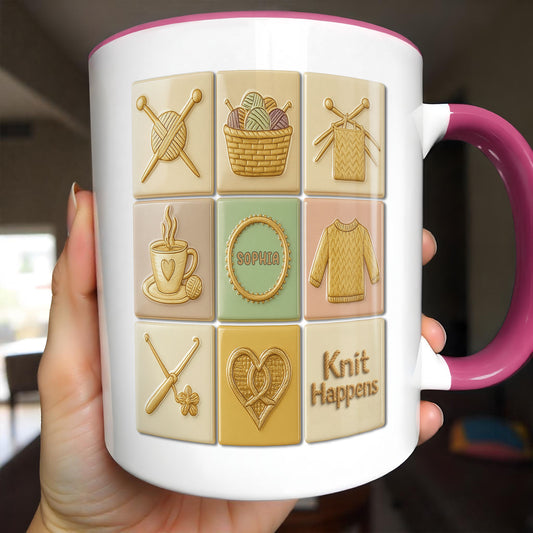 Knit Happens With Knitting Needles And Yarn Basket