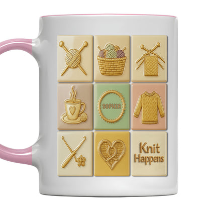 Knit Happens With Knitting Needles And Yarn Basket