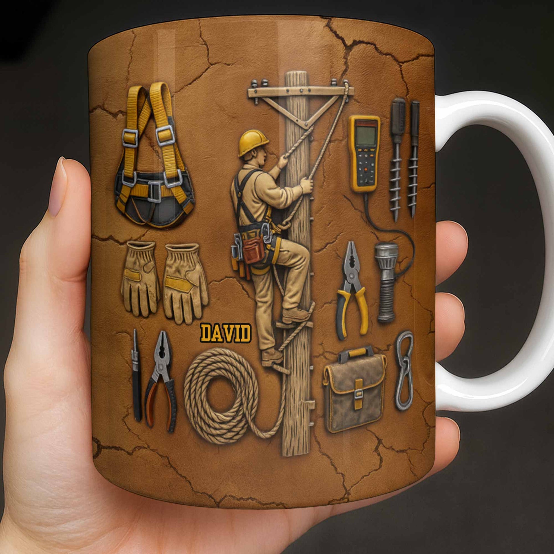 Personalized Mug With Essential Tools And Helmet