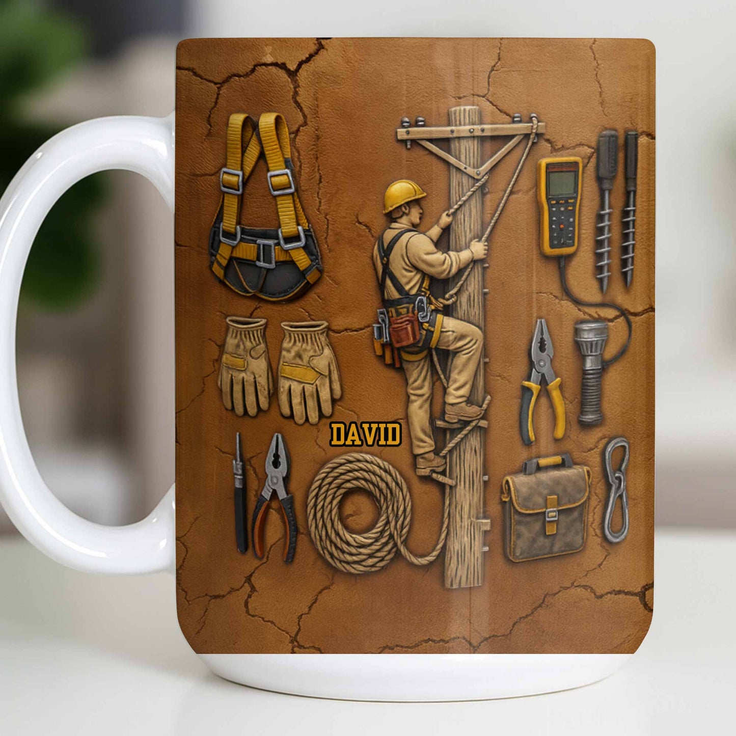 Personalized Mug With Essential Tools And Helmet