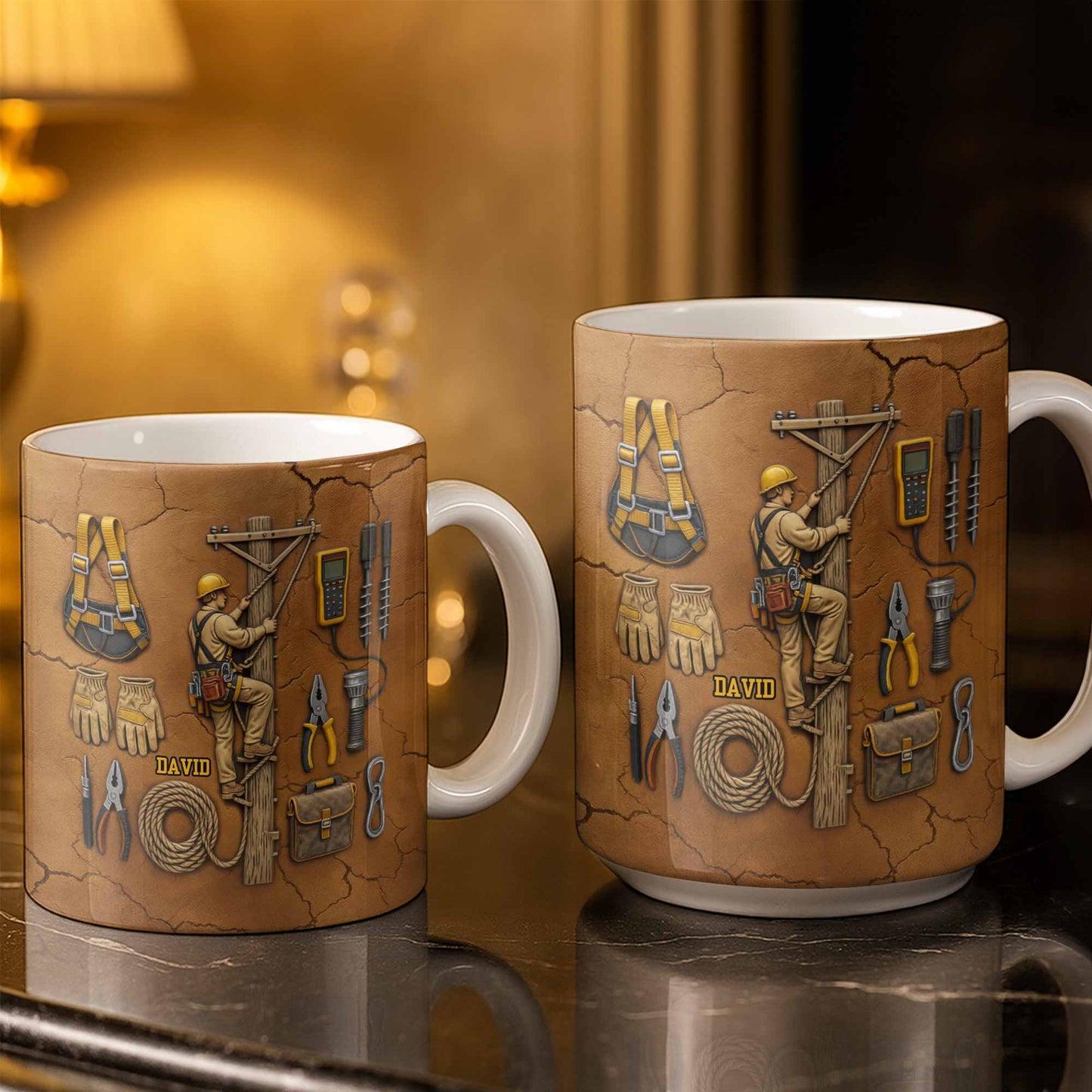 Personalized Mug With Essential Tools And Helmet