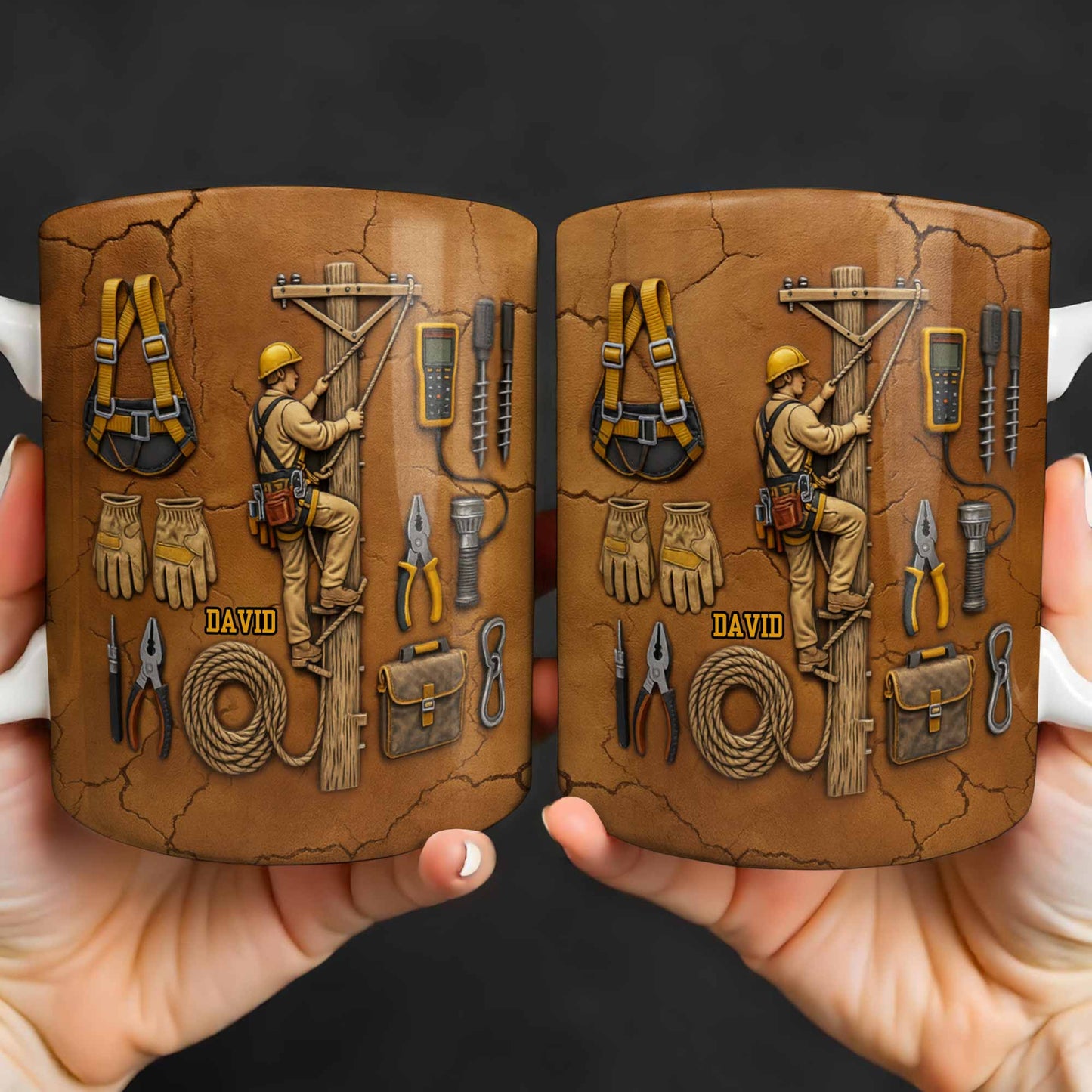 Personalized Mug With Essential Tools And Helmet