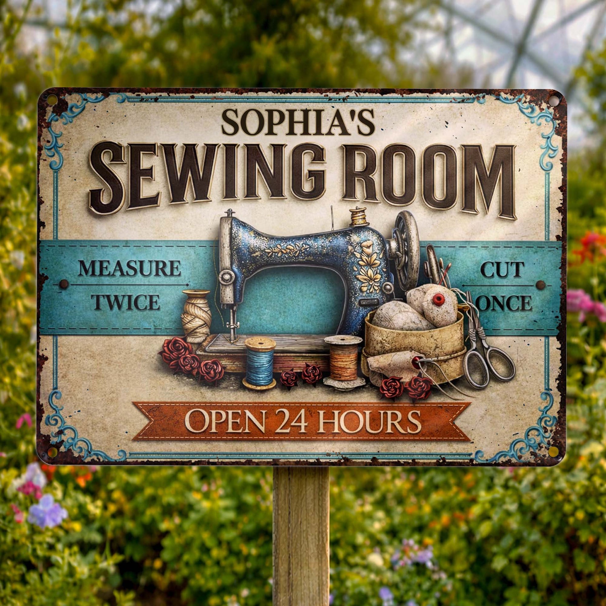 Measure Twice Cut Once Open 24 Hours Sewing Theme