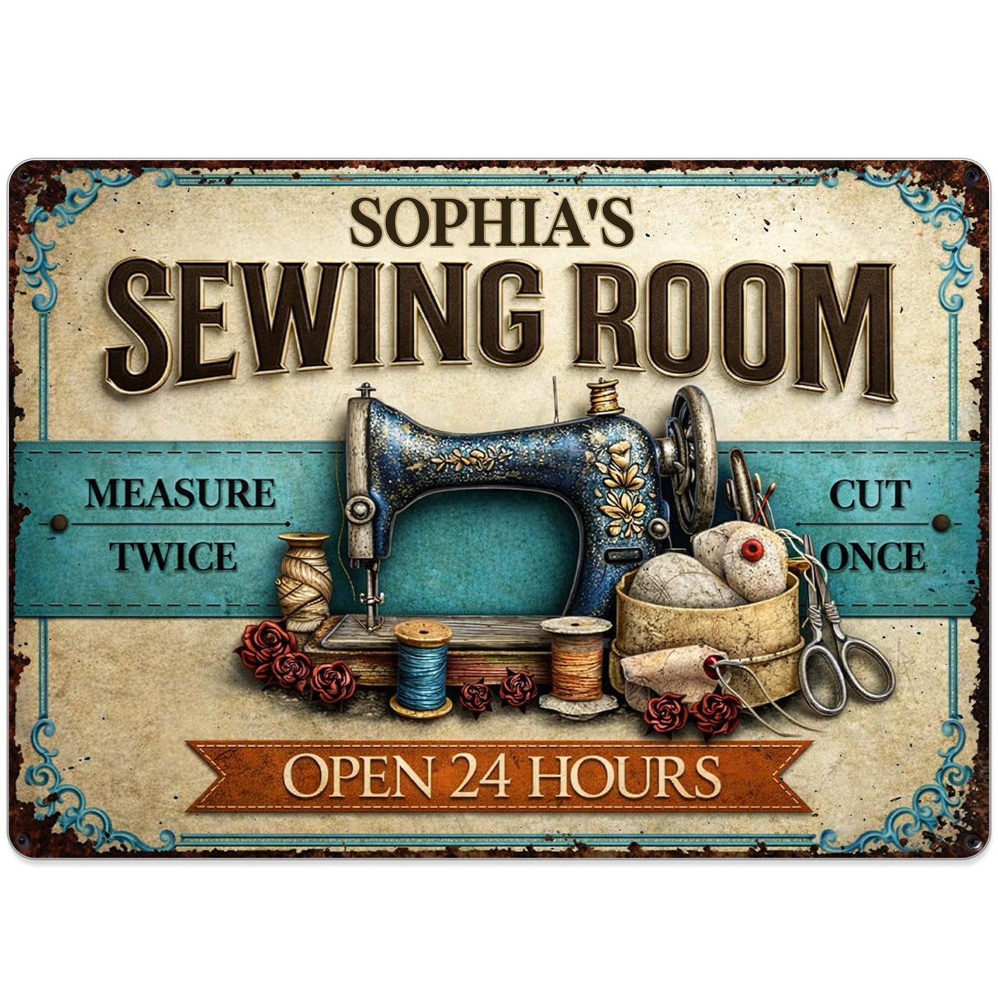 Measure Twice Cut Once Open 24 Hours Sewing Theme