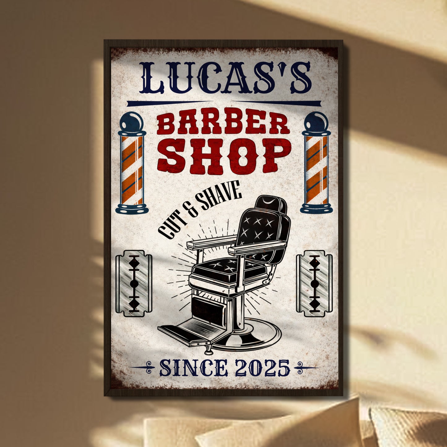 Cut & Shave Barber Shop Poster - Personalized Custom Vertical Poster - JBS018_VPOS