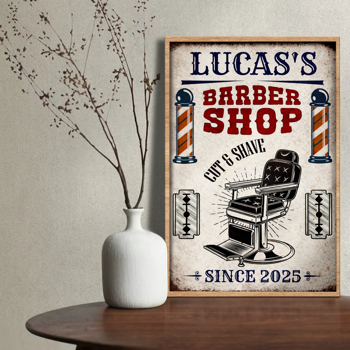 Cut & Shave Barber Shop Poster - Personalized Custom Vertical Poster - JBS018_VPOS