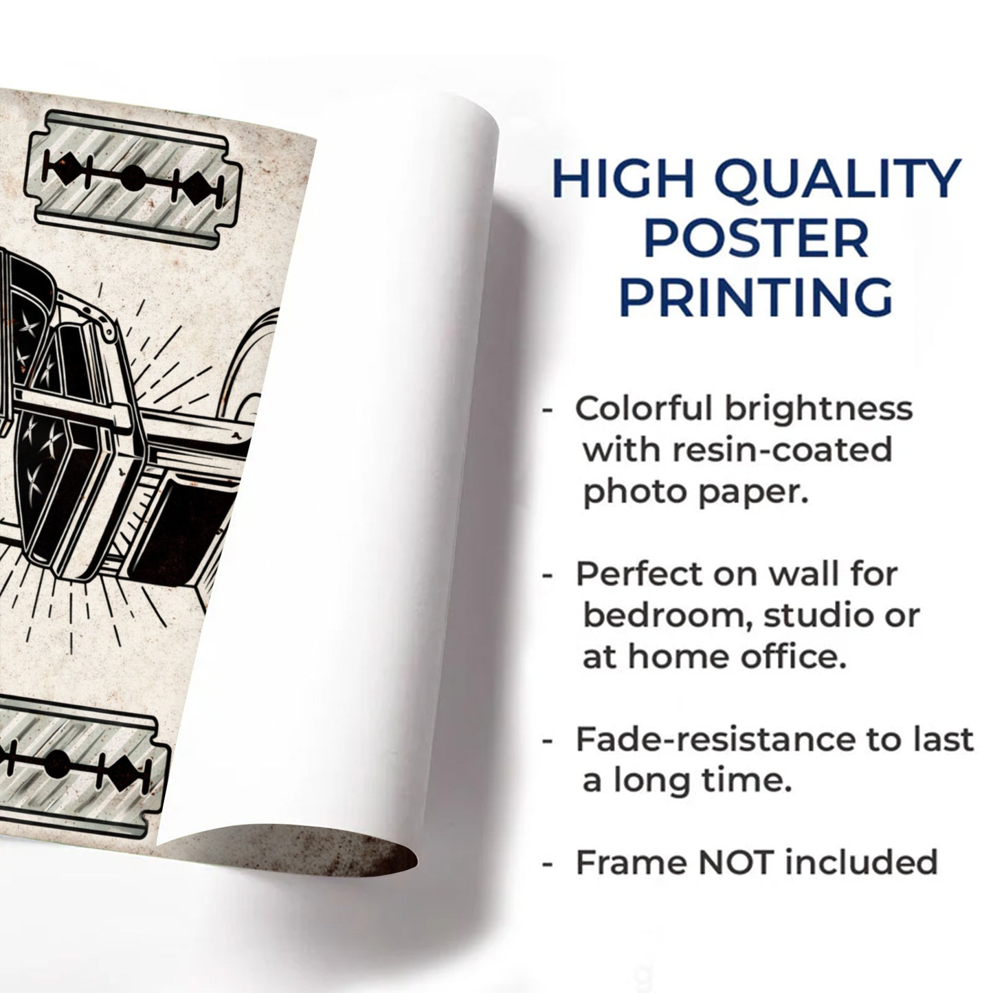 Cut & Shave Barber Shop Poster - Personalized Custom Vertical Poster - JBS018_VPOS