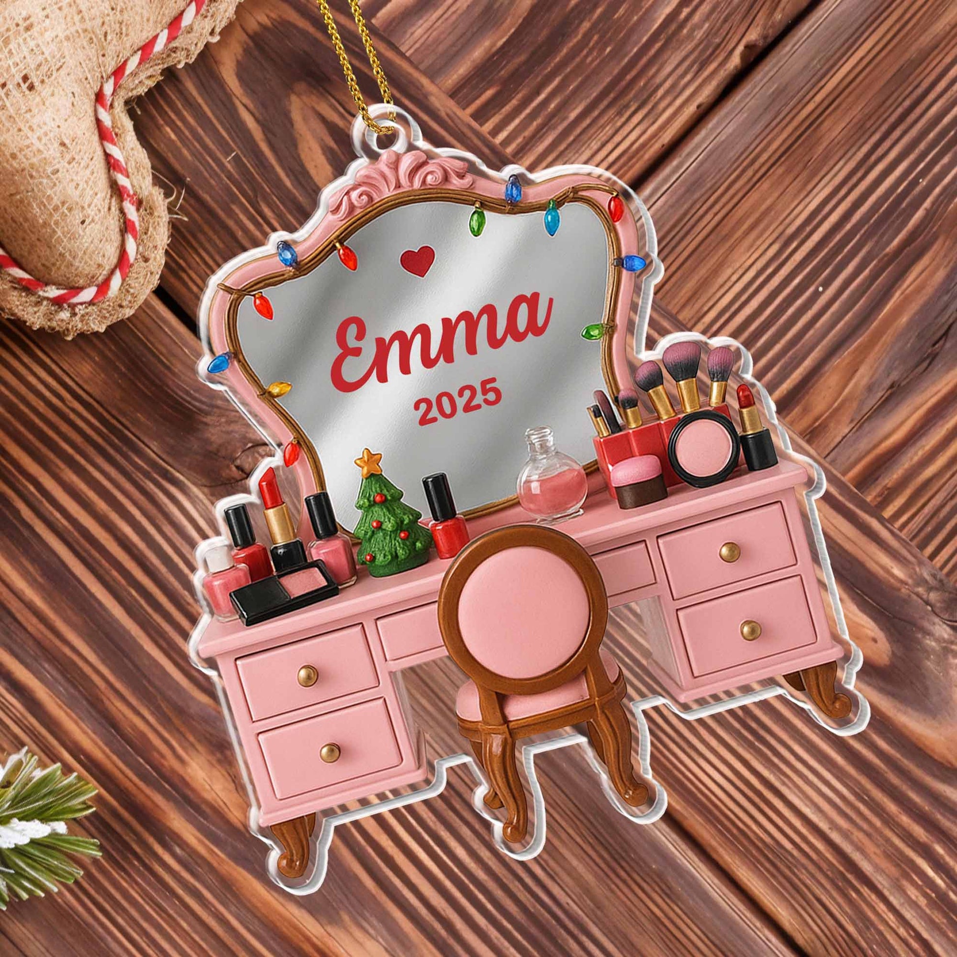 Customize With Your Name And Special Year Makeup Table Setup