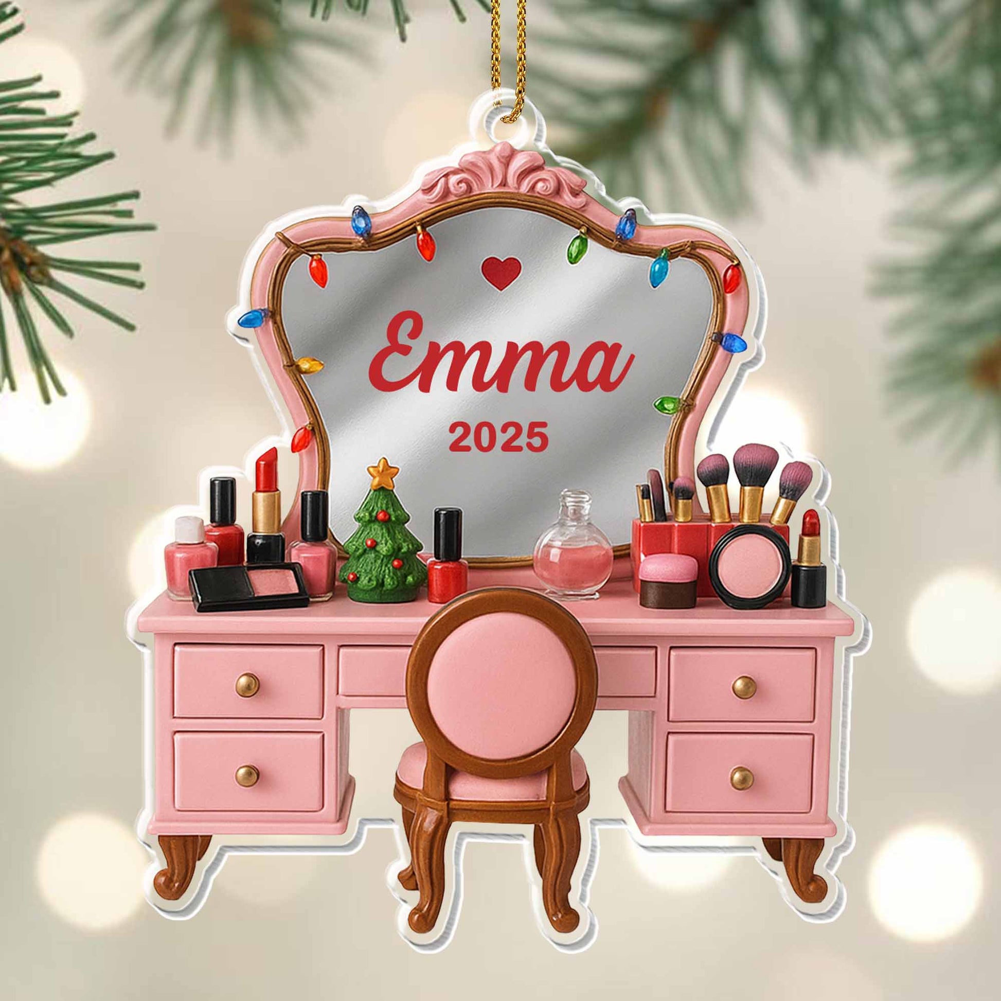 Customize With Your Name And Special Year Makeup Table Setup