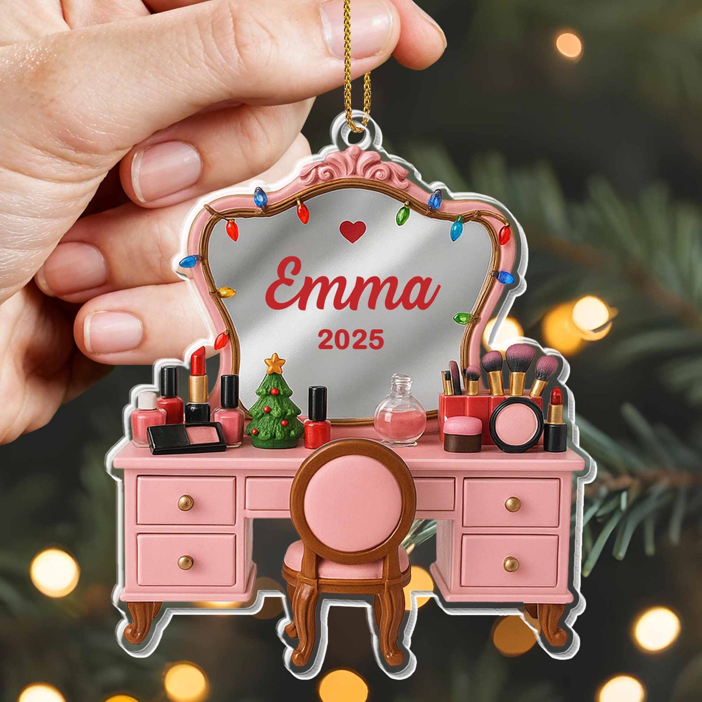 Customize With Your Name And Special Year Makeup Table Setup