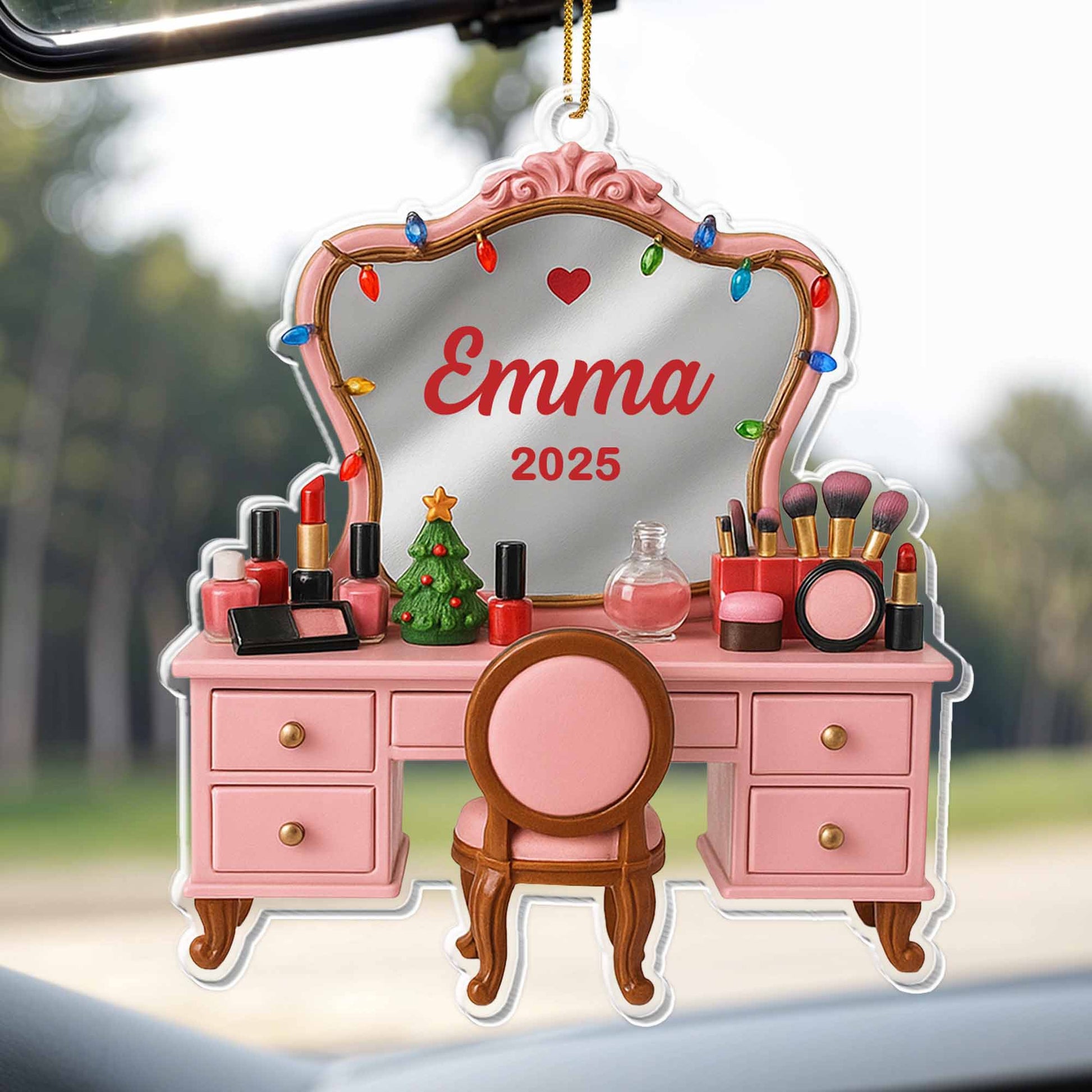 Customize With Your Name And Special Year Makeup Table Setup