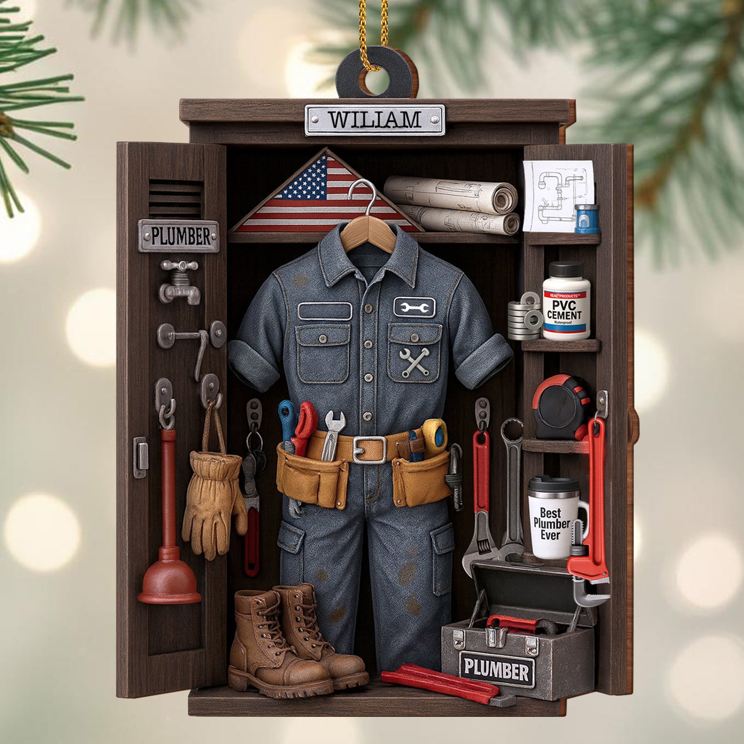 Celebrate The Craft Of Plumbing With Tools And Uniform Ornament