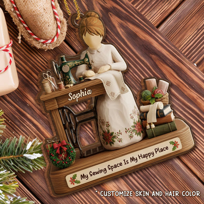 My Sewing Space Is My Happy Place, Sewing Machine And Scissors