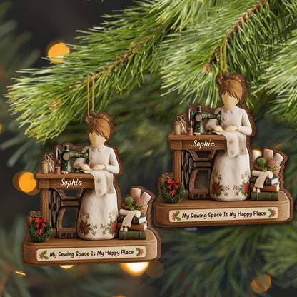 My Sewing Space Is My Happy Place, Sewing Machine And Scissors