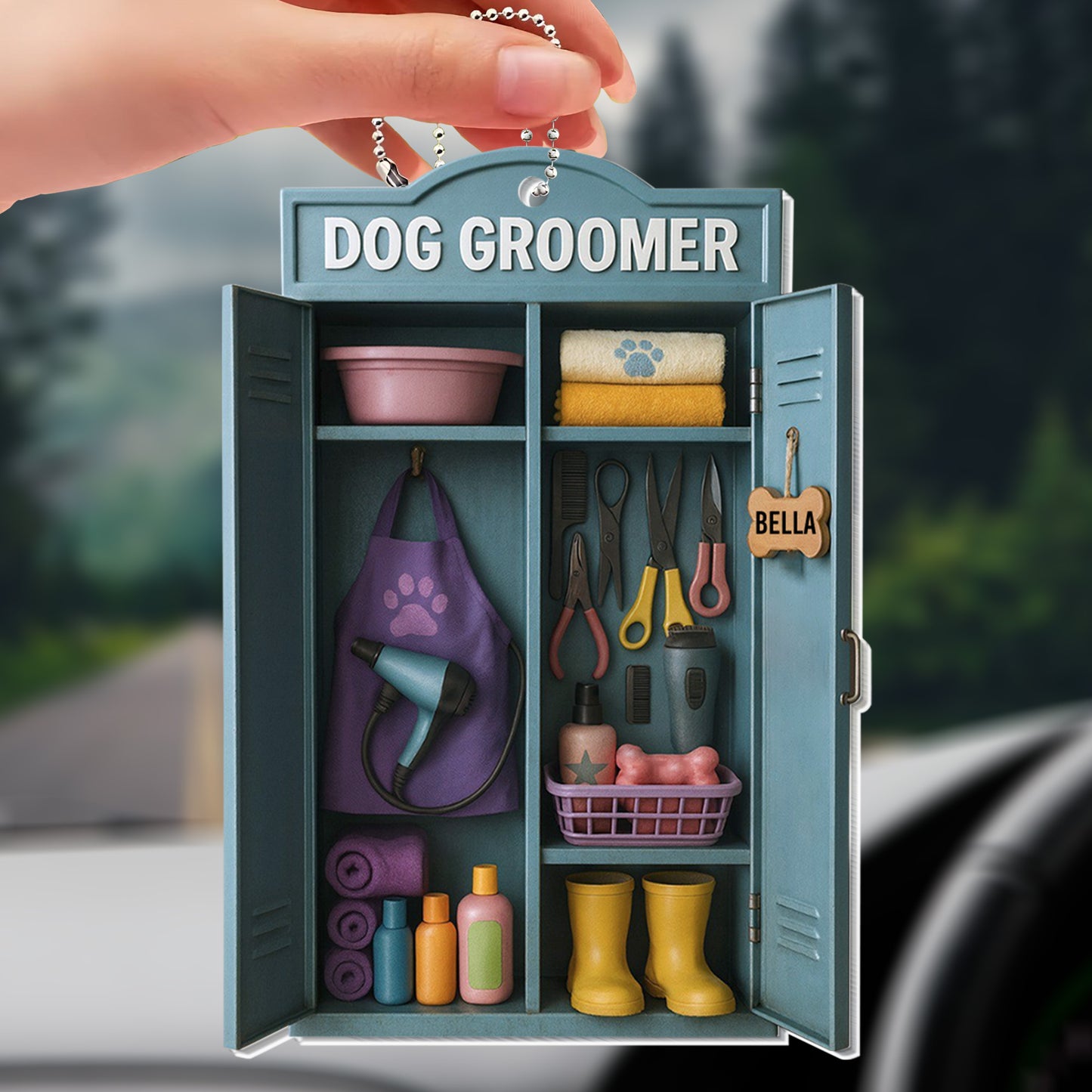Customize Your Unique Dog Groomer Ornament Featuring Apron and Tools