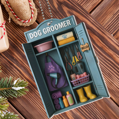 Customize Your Unique Dog Groomer Ornament Featuring Apron and Tools