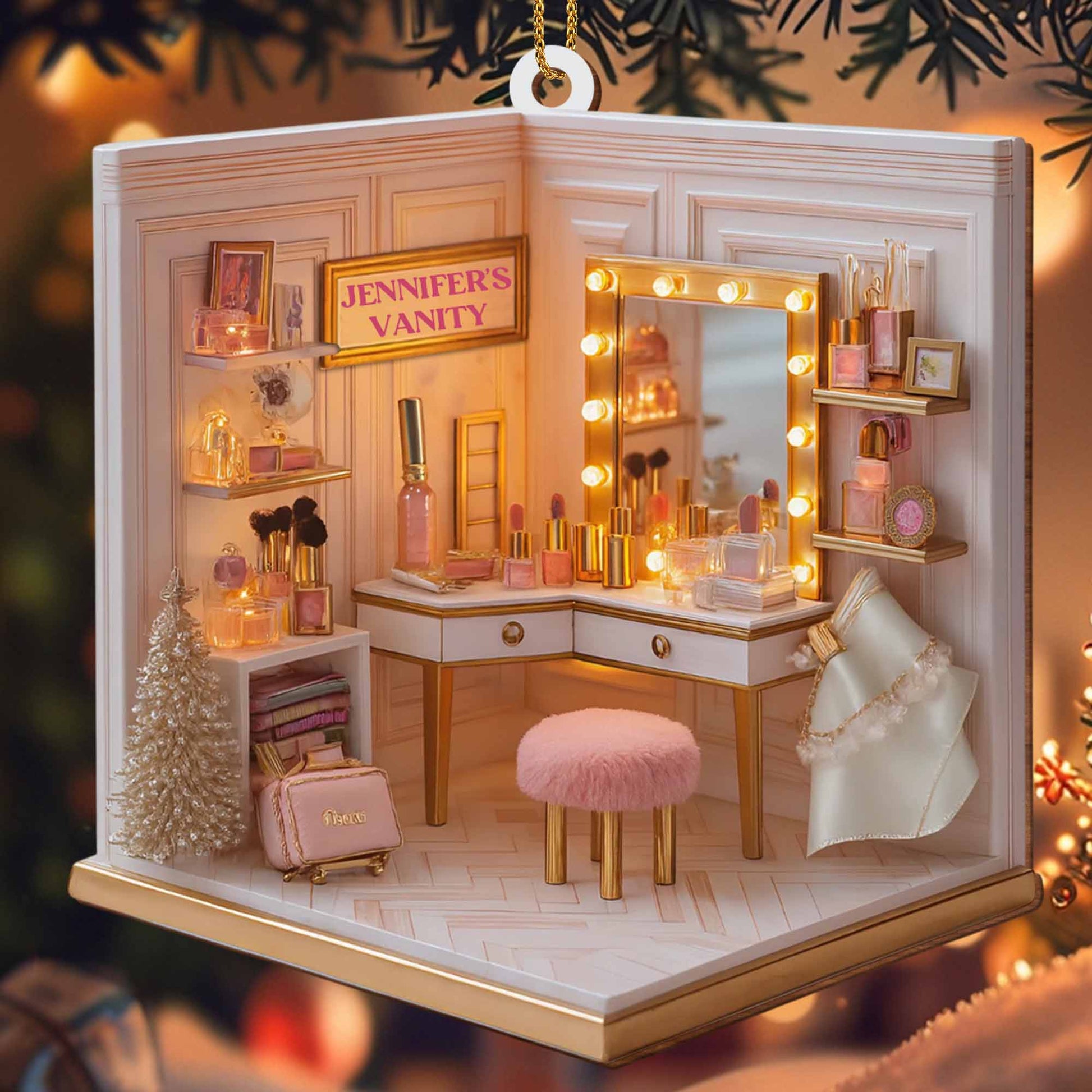 Delicate Makeup Vanity Ornament Celebrating Style