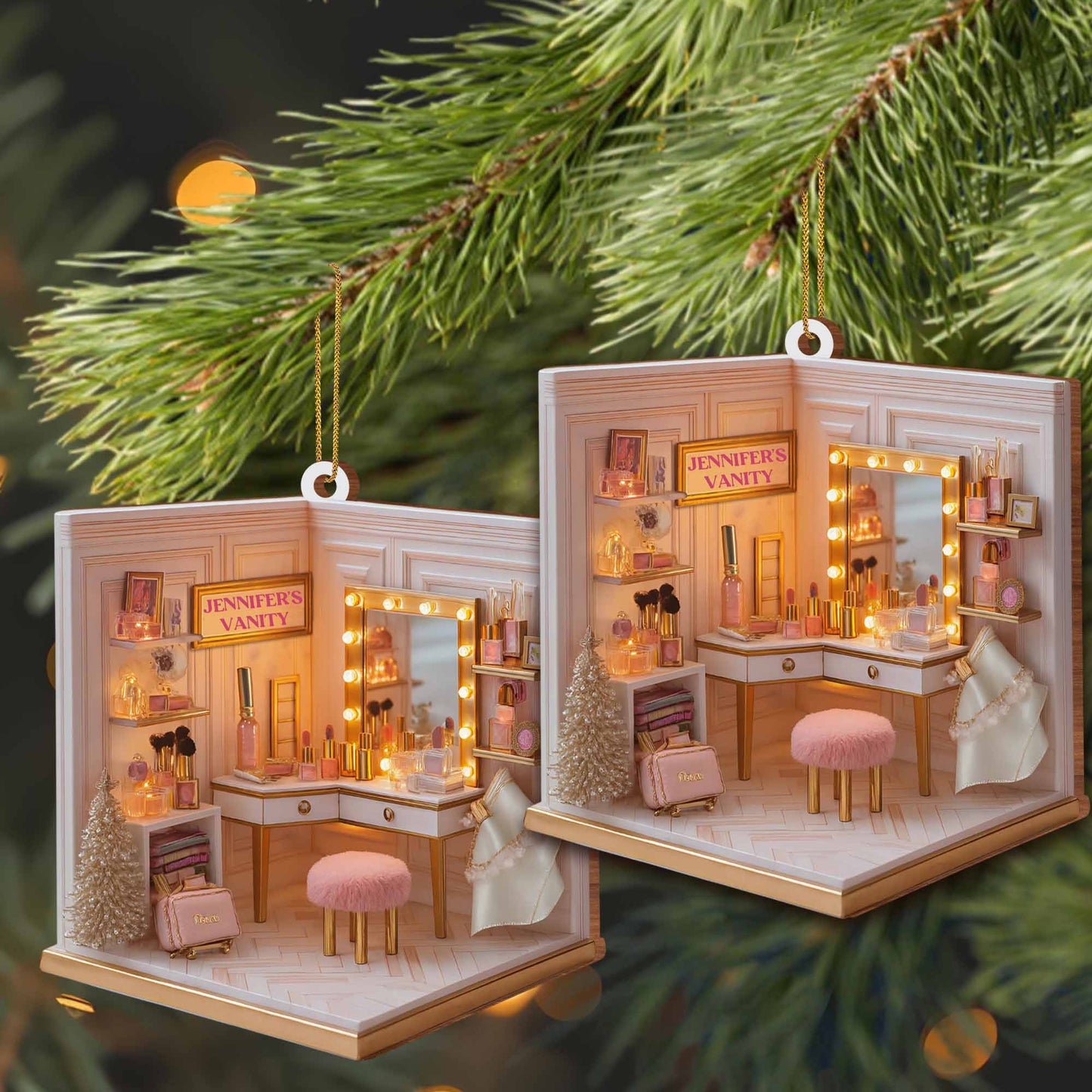 Delicate Makeup Vanity Ornament Celebrating Style