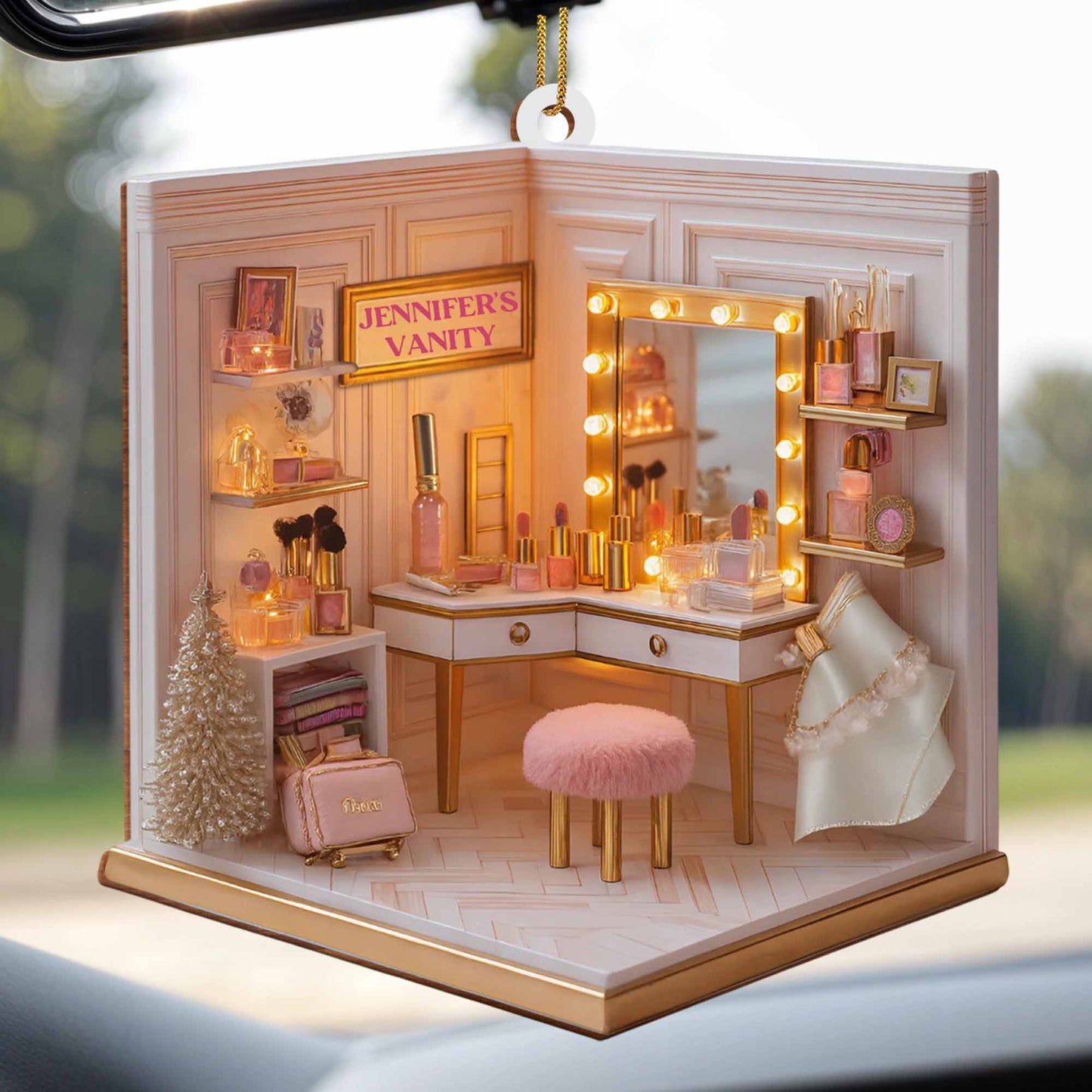 Delicate Makeup Vanity Ornament Celebrating Style