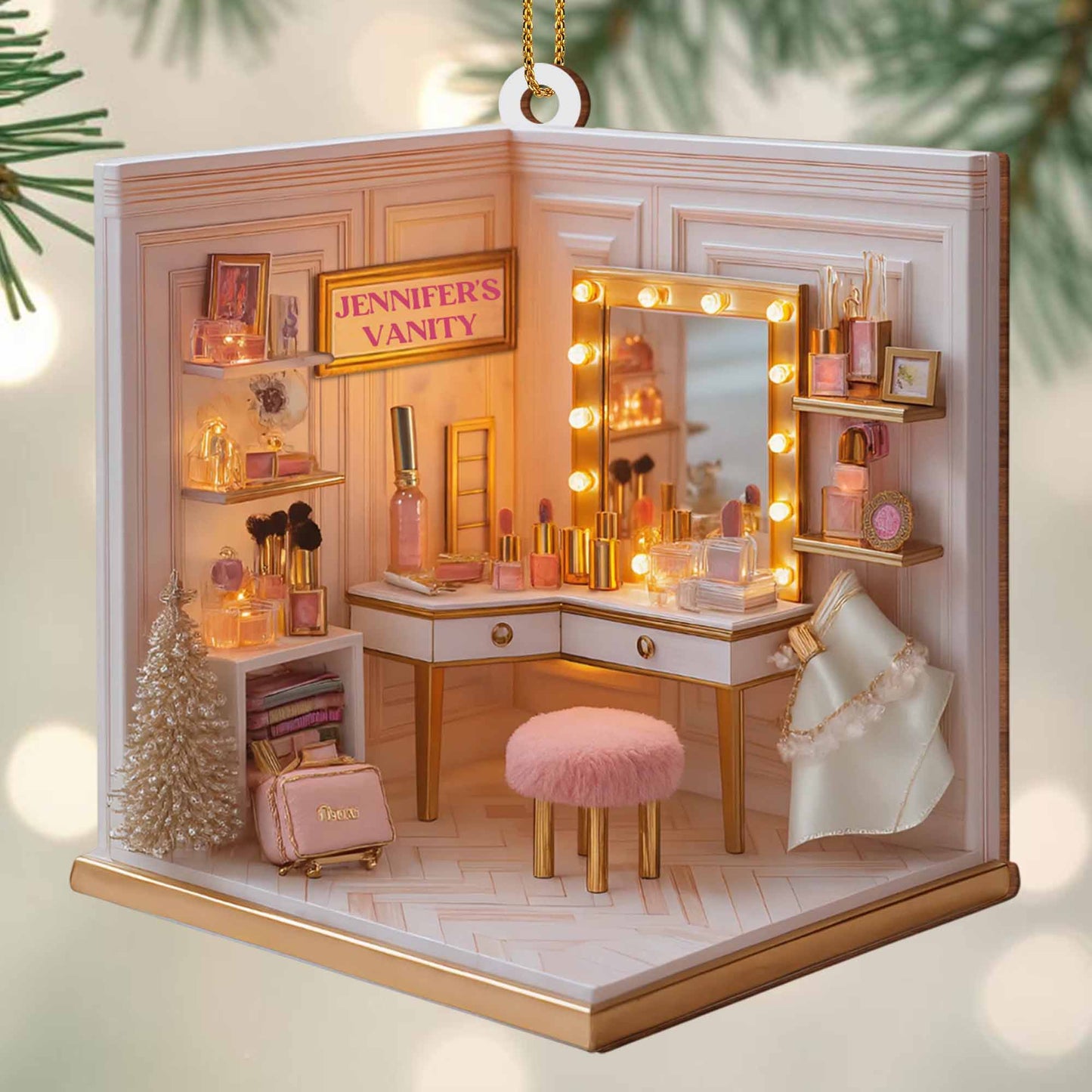 Delicate Makeup Vanity Ornament Celebrating Style