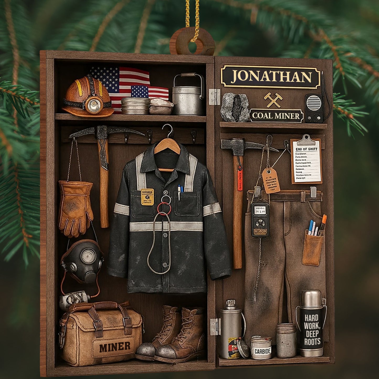 Best Wishes To My Dear Coal Miner - Personalized Custom Wood Ornament, Custom Shaped - JBS045_WDO