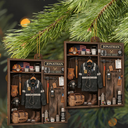 Best Wishes To My Dear Coal Miner - Personalized Custom Wood Ornament, Custom Shaped - JBS045_WDO