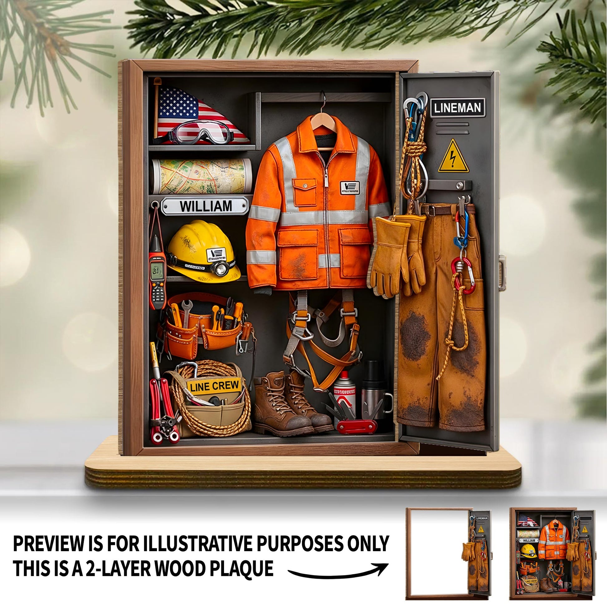 Lineman Line Crew Personal Locker With Hard Hat And Safety Vest
