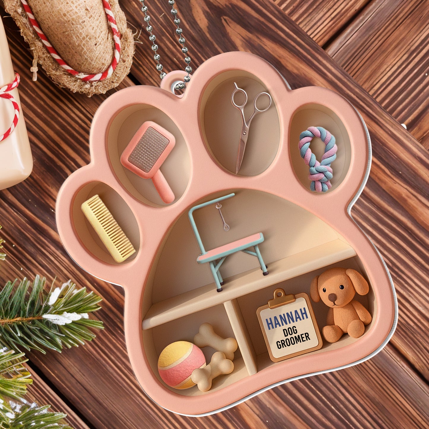Personalize Your Pet Grooming Ornament With Tools And Toy