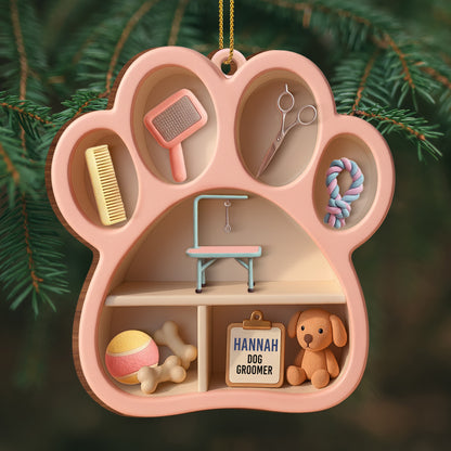 Hannah Dog Groomer Paw And Grooming Tools Ornament