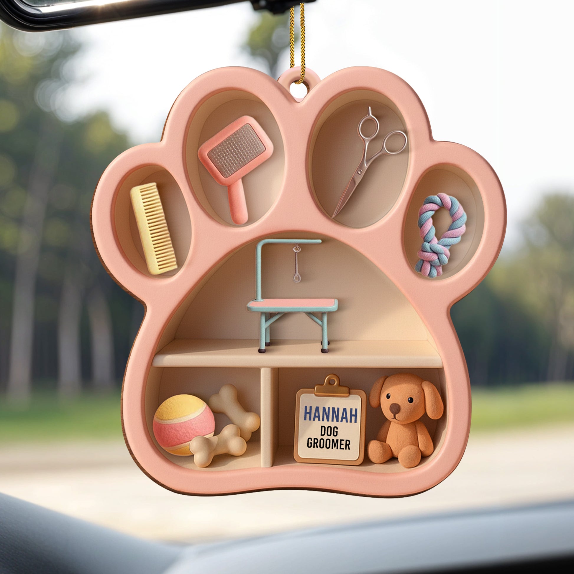 Hannah Dog Groomer Paw And Grooming Tools Ornament
