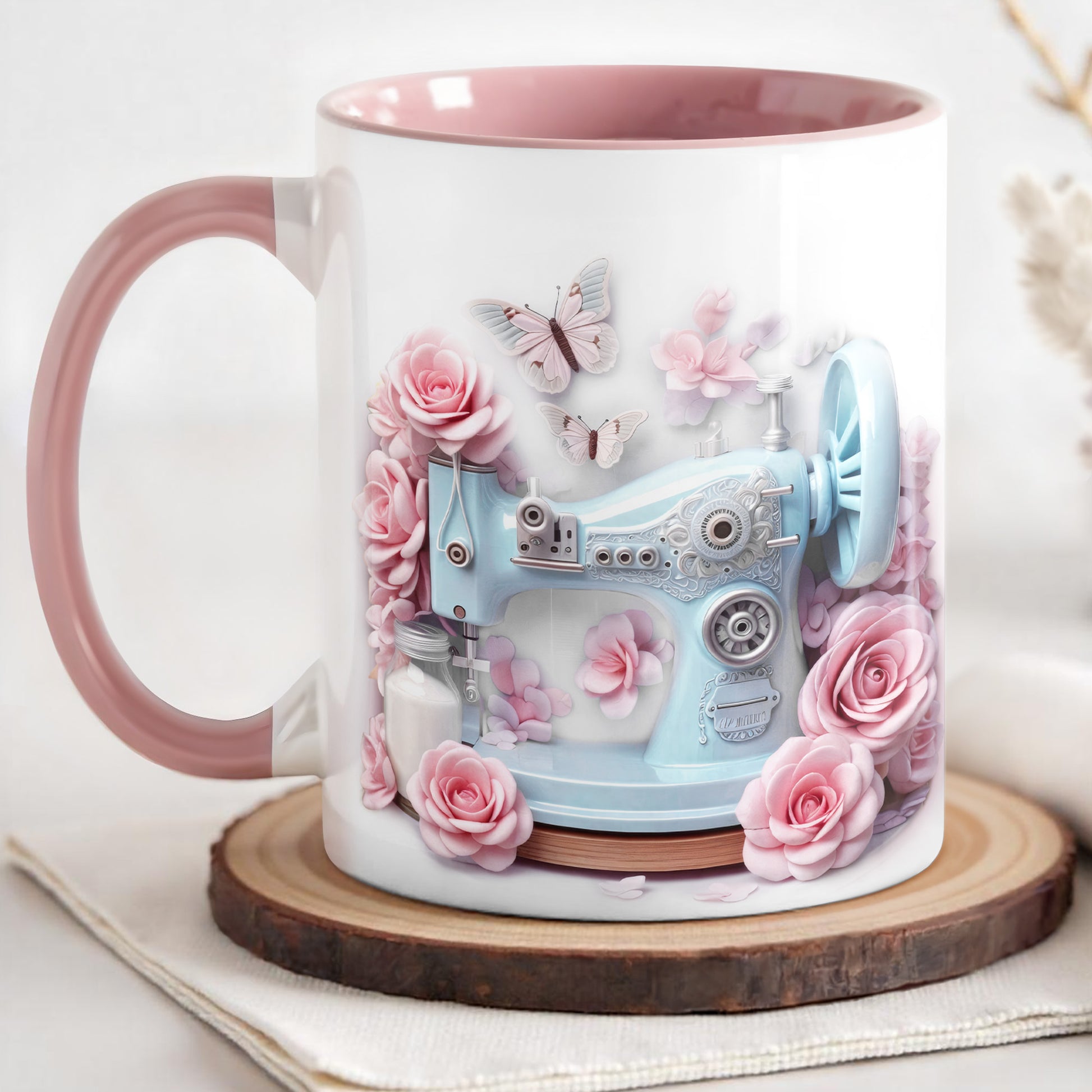 Celebrate Creativity With Sewing Machine and Roses Design