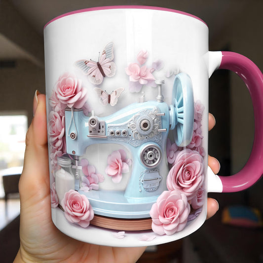 Celebrate Creativity With Sewing Machine and Roses Design