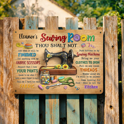 Sewing Room Thou Shalt Not With Sewing Machine And Scissors