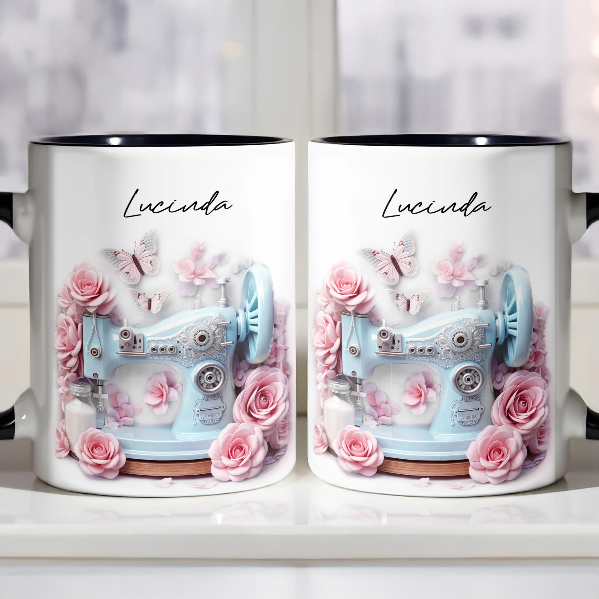 Vintage Sewing Machine and Beautiful Roses Design