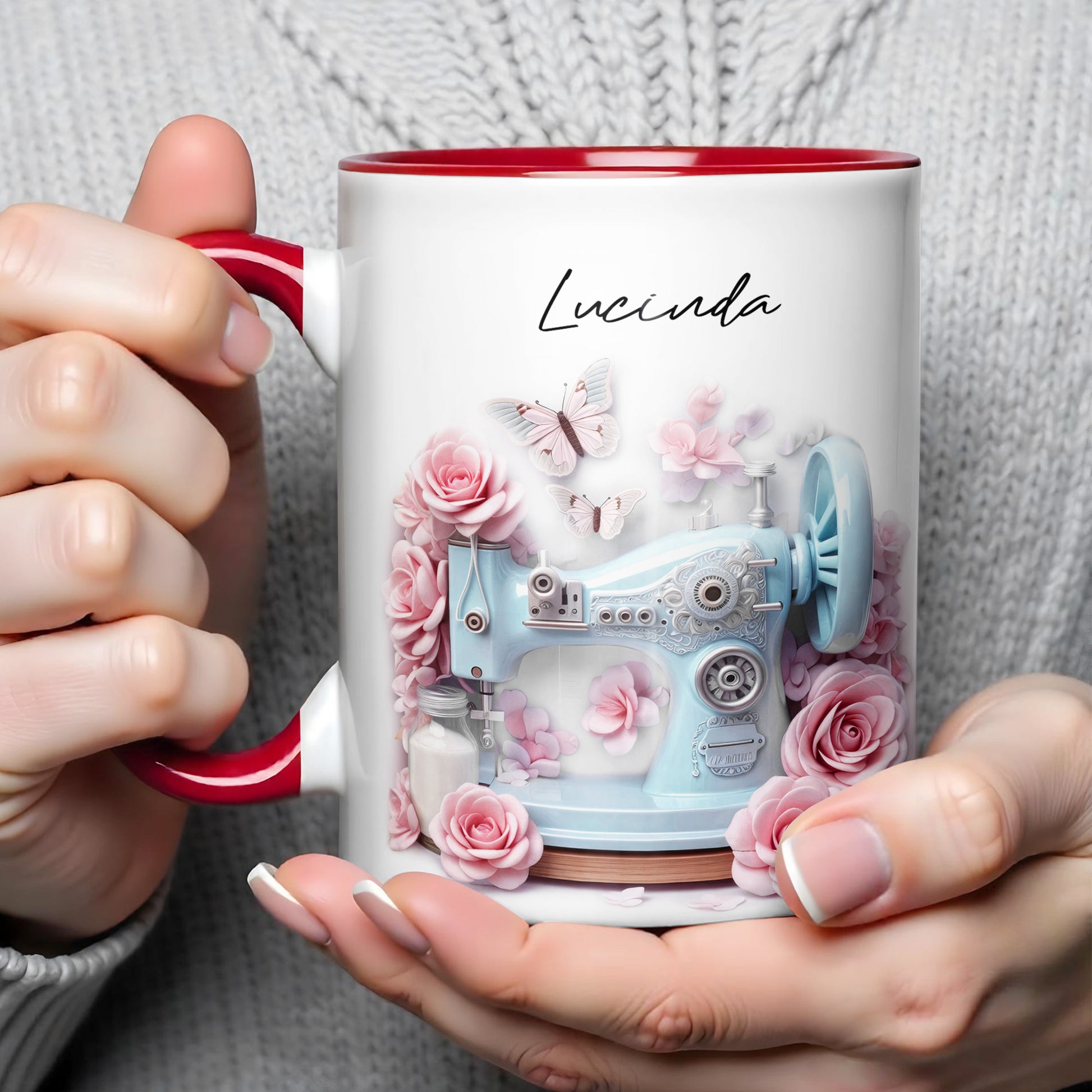 Vintage Sewing Machine and Beautiful Roses Design