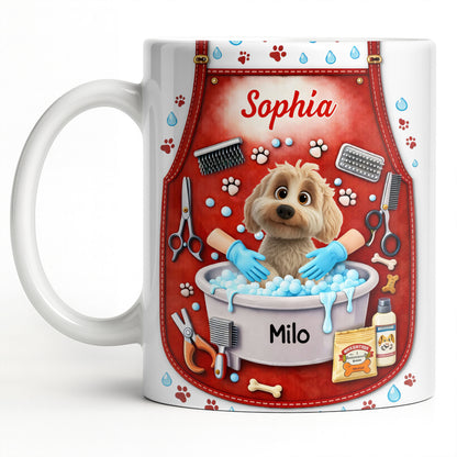 Customizable Dog Grooming Coffee Mug With Dog And Supplies