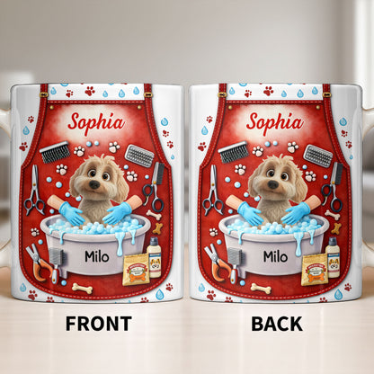 Customizable Dog Grooming Coffee Mug With Dog And Supplies
