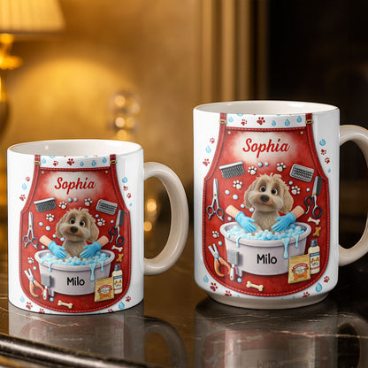 Customizable Dog Grooming Coffee Mug With Dog And Supplies