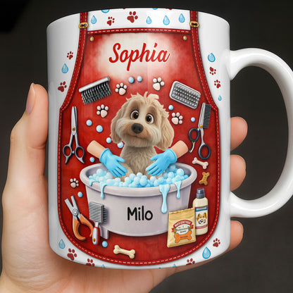 Customizable Dog Grooming Coffee Mug With Dog And Supplies