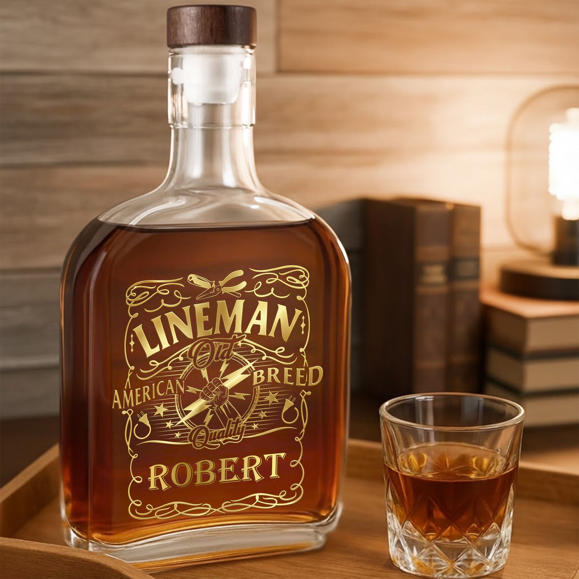 Lineman Old American Breed Quality Lightning Bolt And Plugs Design