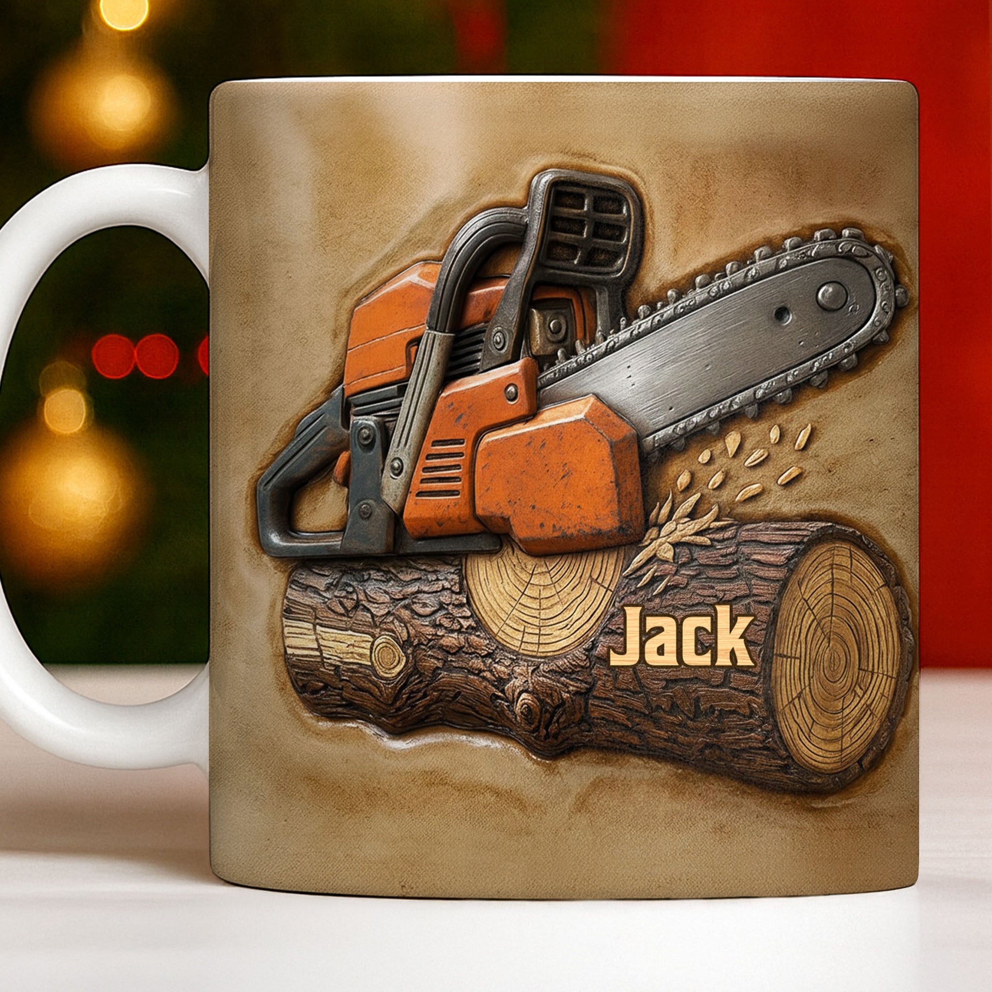 Rugged Chainsaw And Wood Design