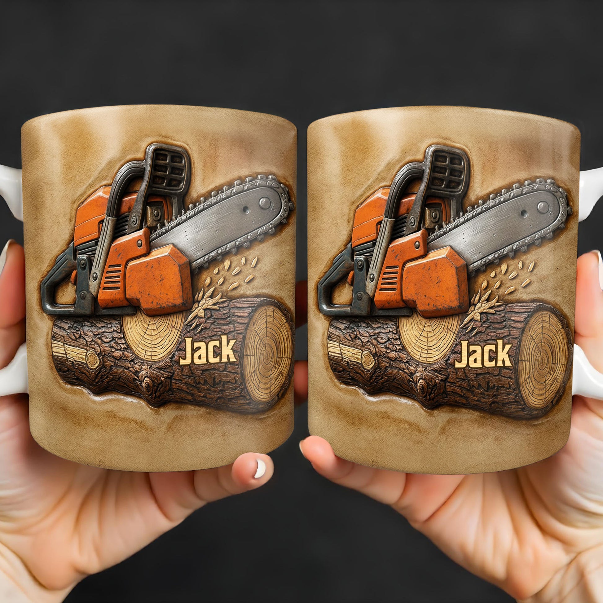 Rugged Chainsaw And Wood Design