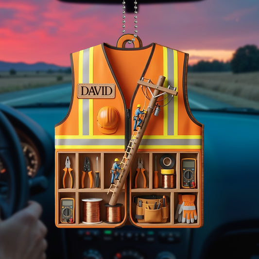 Custom Safety Vest And Tools Ornament