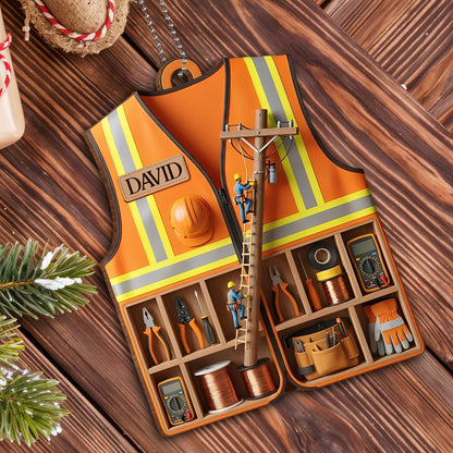 Custom Safety Vest And Tools Ornament