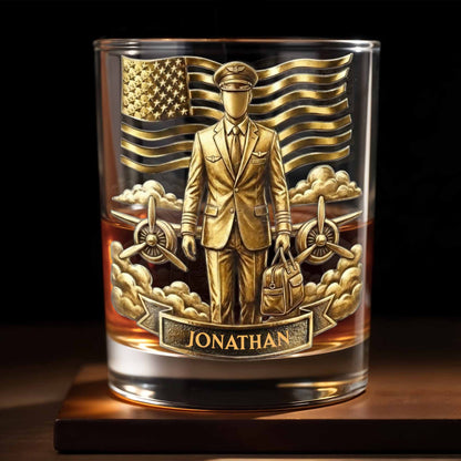 Pilot, American Flag, Whiskey Glass